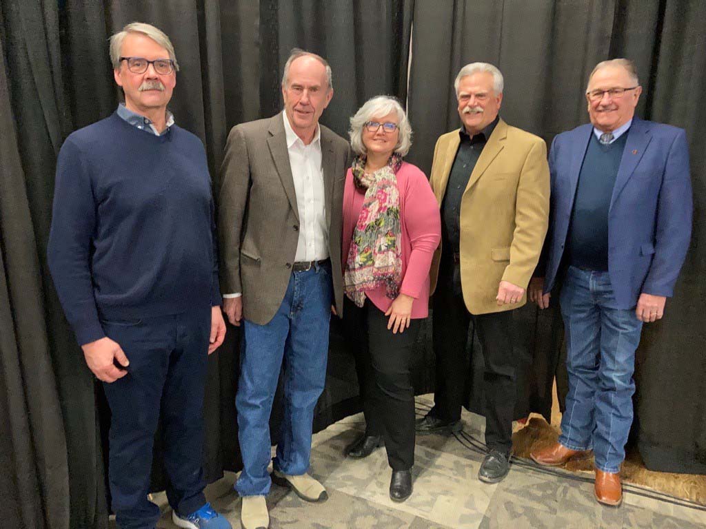 2023 Saskatchewan Agricultural Hall of Fame Inductees, L to R: Laurie Tollefson, John McKinnon, Dorothy Long, Kevin Hursh, Bill Huber.